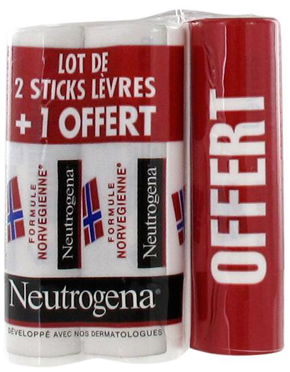 Neutrogena stick lèvres lot de 2 + 1 offert