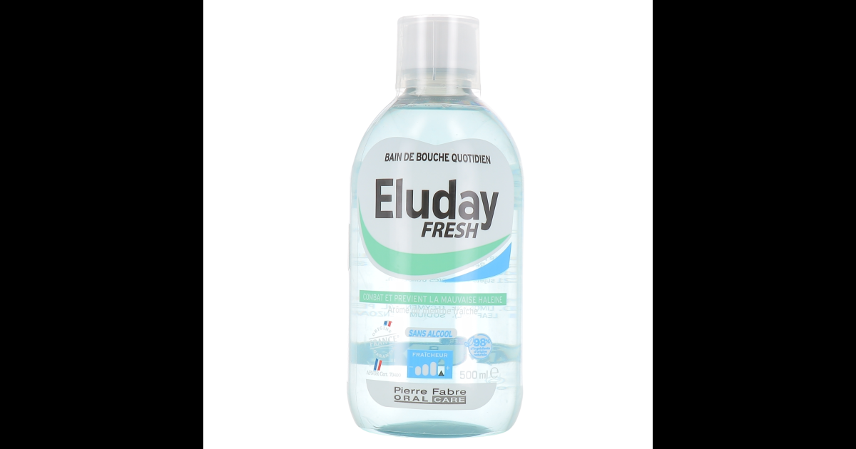 Eluday Fresh Bain de Bouche Quotidien Pour toutes les personnes souffrant parfois ou régulièrement de mauvaise haleine, notre équipe recommande le tout nouveau bain de bouche Eluday Fresh des laboratoires Pierre Fabre Oral Care.